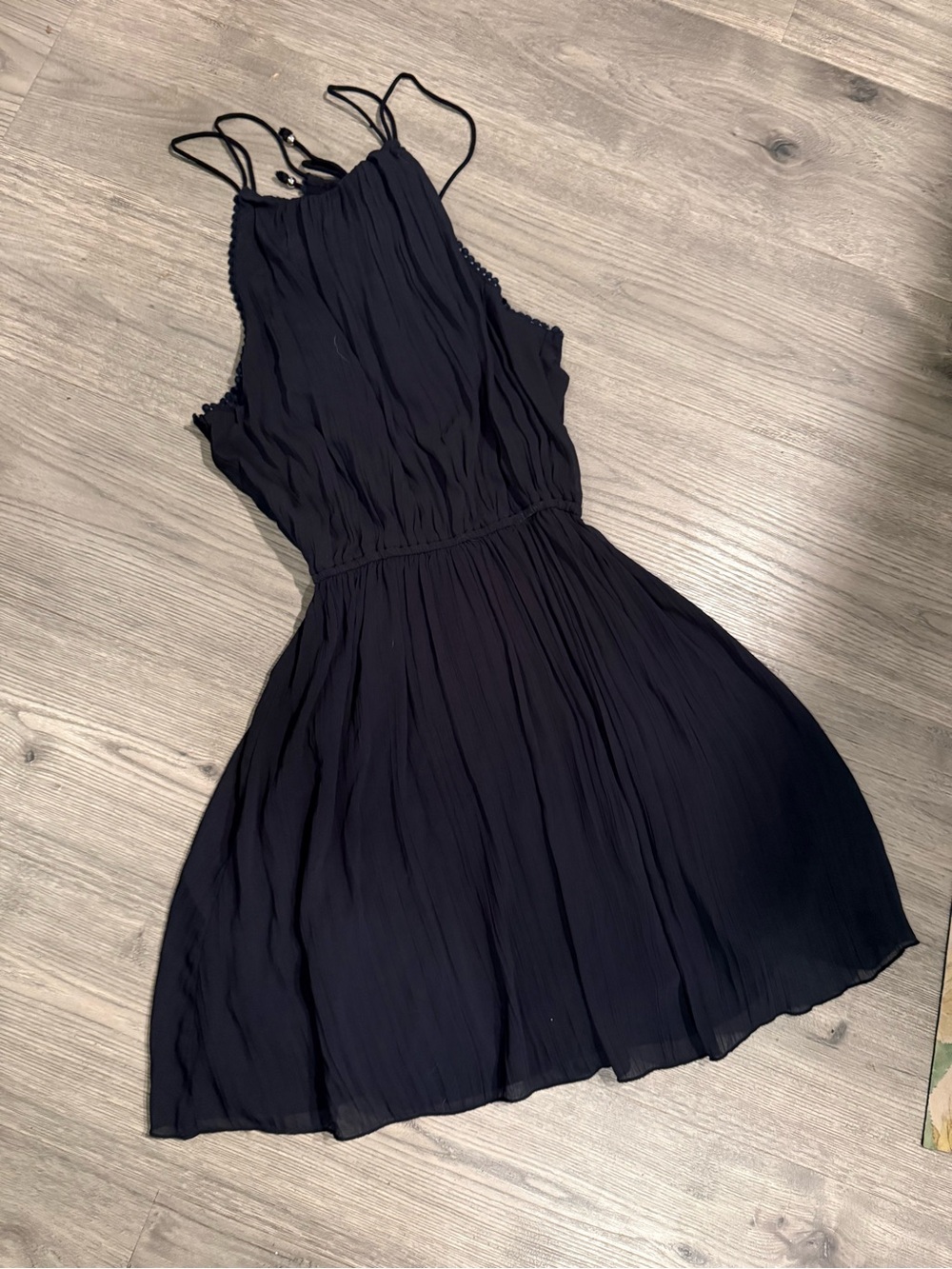 Abercrombie & Fitch Black Pleated Halter Mini Dress
